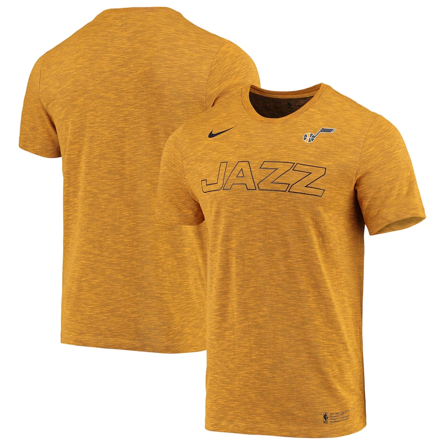 2020 NBA Men Nike Utah Jazz Heathered Gold Essential Facility Performance TShirt->nba t-shirts->Sports Accessory